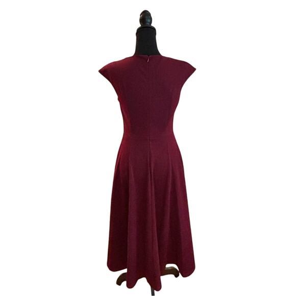 H. R. Homrain Burgandy Fit & Flare, Cap Sleeve Dress, Size Small, EUC - Picture 2 of 3